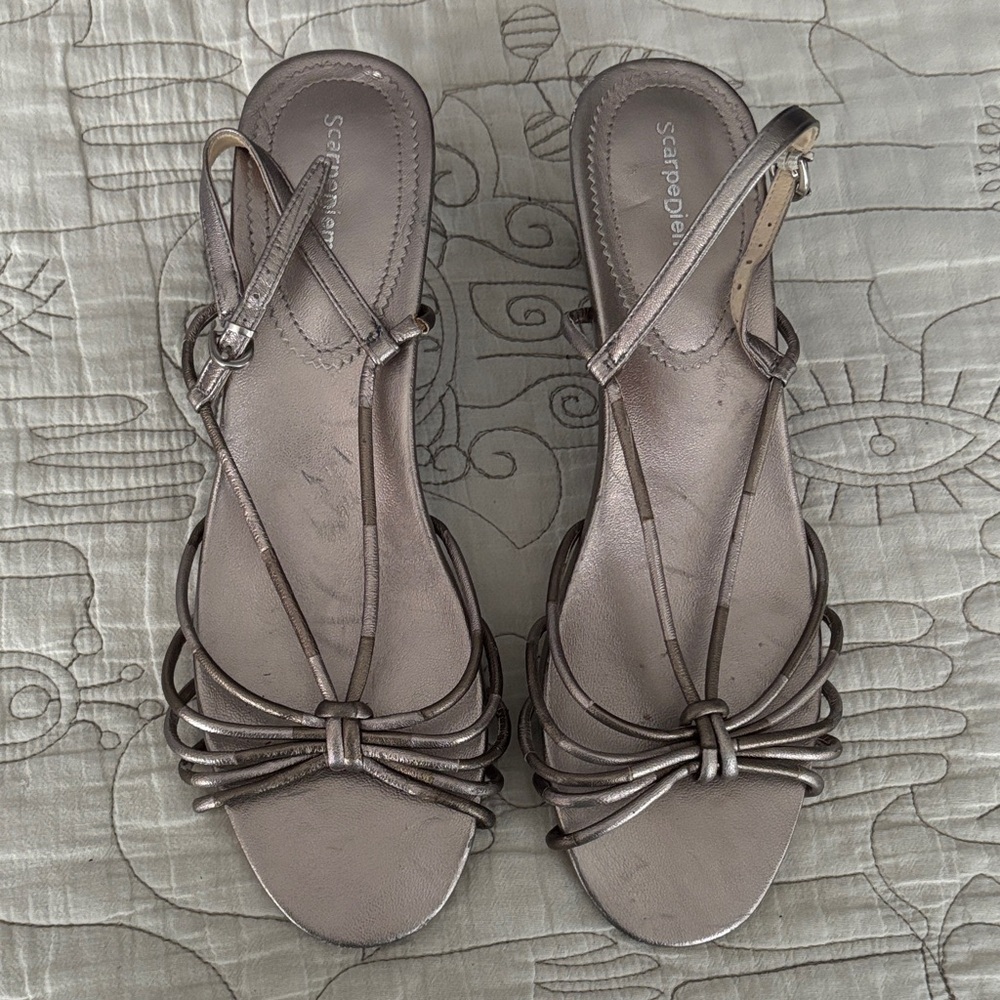 Scarpe Diem Metallic Sandals with Strappy Design, Size 9